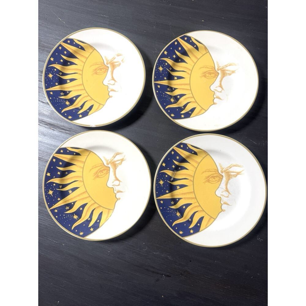 Galaxy Salad Snack Plates 7.75" Sun Moon Celestial Set Of 4 Plate Wall Gallery